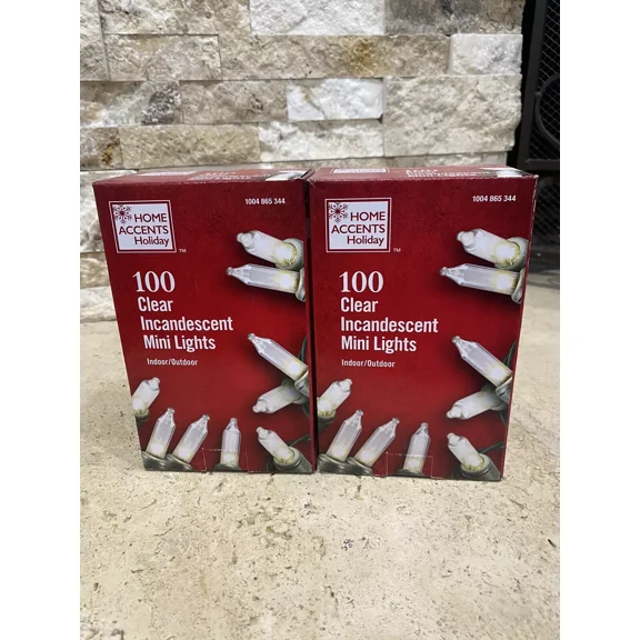 Home Accents Holiday 20 Ft. 100-Lights Incandescent Mini Lights Set Of 2 Boxes
