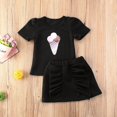 thumbnail image 2 of Infant Baby Girls Outfit Ice Cream Pattern Short Sleeve Classical Round-Neck Top Shirt + Short Elastic Band Ruffle Skirt Set, 2 of 3