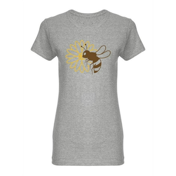 Line Art Bee And Flower T-Shirt Women -Image by Shutterstock, Female x-Large