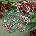 thumbnail image 2 of Guirnalda navideña de 2,4 m con cuentas de menta, color rojo y verde, para colgar en el árbol de Navidad, para la chimenea, decoración del hogar, suministros para fiestas, 2 of 5