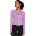 thumbnail image 6 of NELEUS Womens Athletic Jackets Zip Up Yoga Workout Jacket Short Coat Slim Fit With 2 Inner Pockets,Light Purple,US Size M, 6 of 9