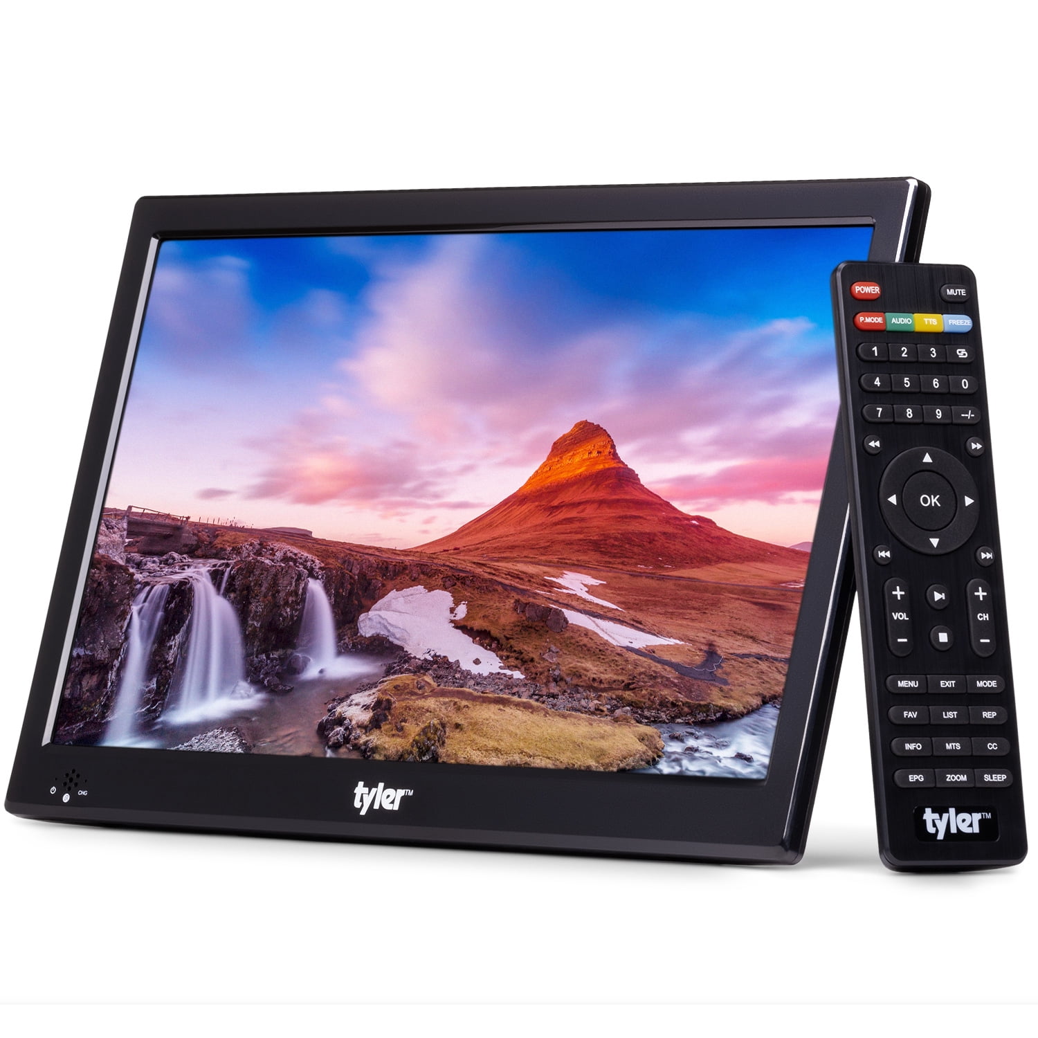 Tyler 13.3" Portable TV LCD Monitor, LED, Portable, with Battery Powered, Wireless Capability, HDMI, USB, RCA, AC/DC, FM Radio, Car Charger, Remote Control, Built in Stand, New
