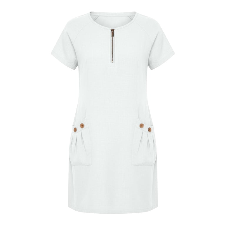 ladies white sun dresses Gubotare Casual Summer for Women Crew Neck Above Knee Sleeveless Dress Dresses (White,M) YGroup_cleoslipdress