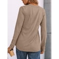 thumbnail image 4 of FUNING Women's Long Sleeve Shirts 2025 Fall Henley Dressy Casual Tops Trendy Blouses Cute T-Shirts Outfits Clothes, 4 of 6