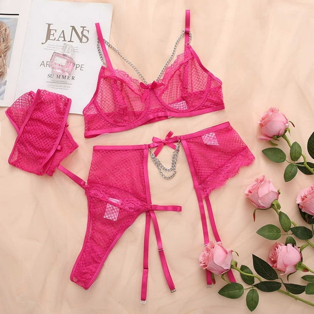 Pink Rhinestone Non Wired Bikini Sets With Garters And Push Up Bra Plus  Size Comfort Panty Lingerie By A Top Brand Q0705 From Sihuai03, $11.52