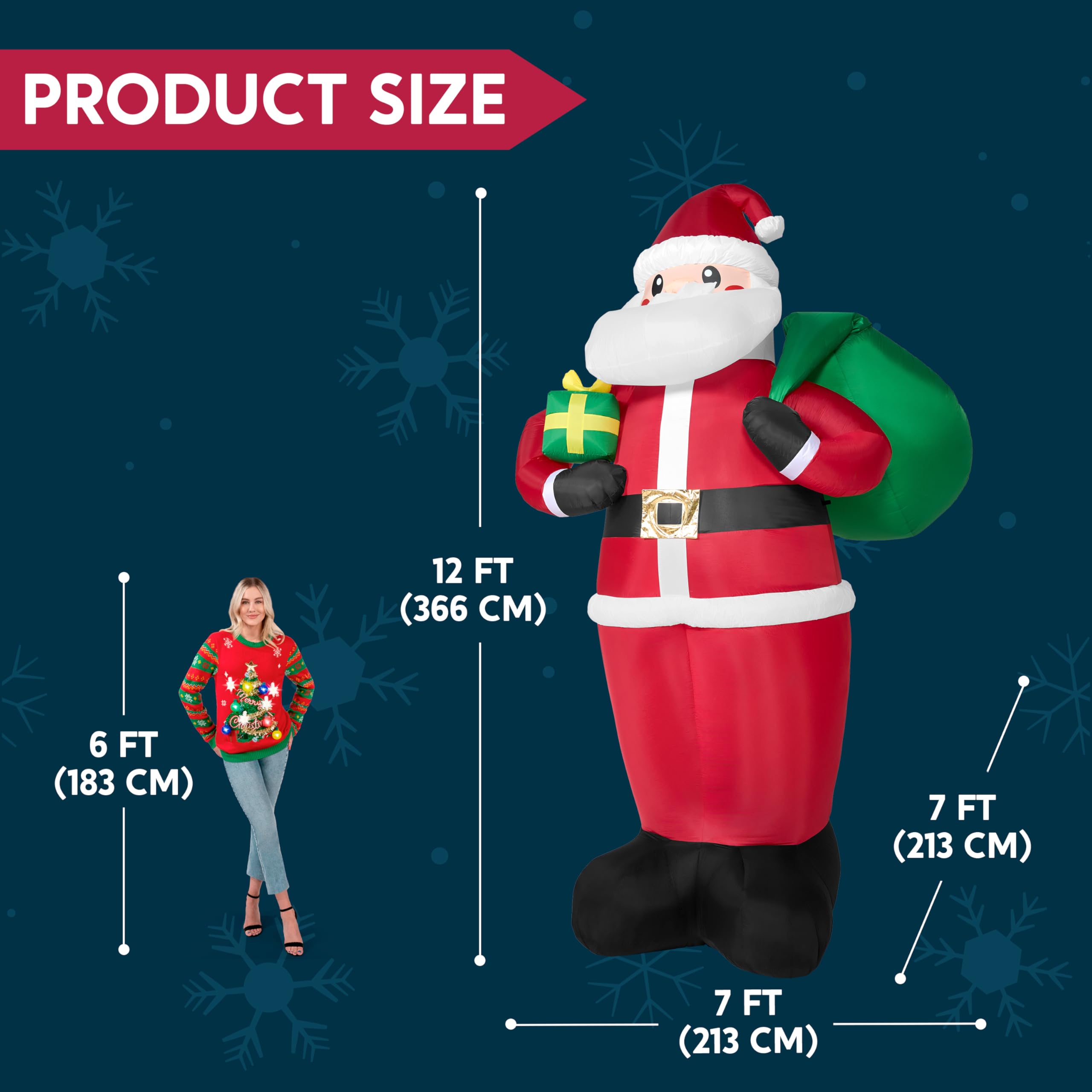 Joyfy 12 Ft Tall Giant Christmas Inflatable Santa with Gifts photo 4