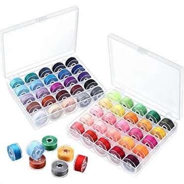 50 Pieces Prewound Thread Bobbins with Bobbins Box for Brother Sewing Machine,50 Assorted Colors