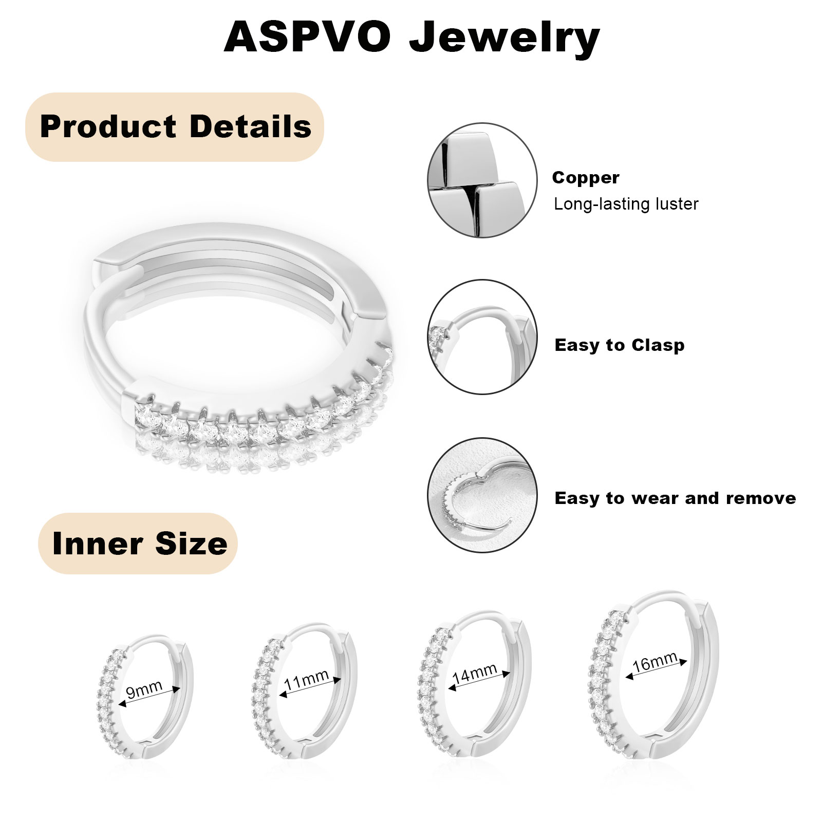 APSVO 18K Gold-Plated Hoop Earrings Set, 4 Pairs photo 3