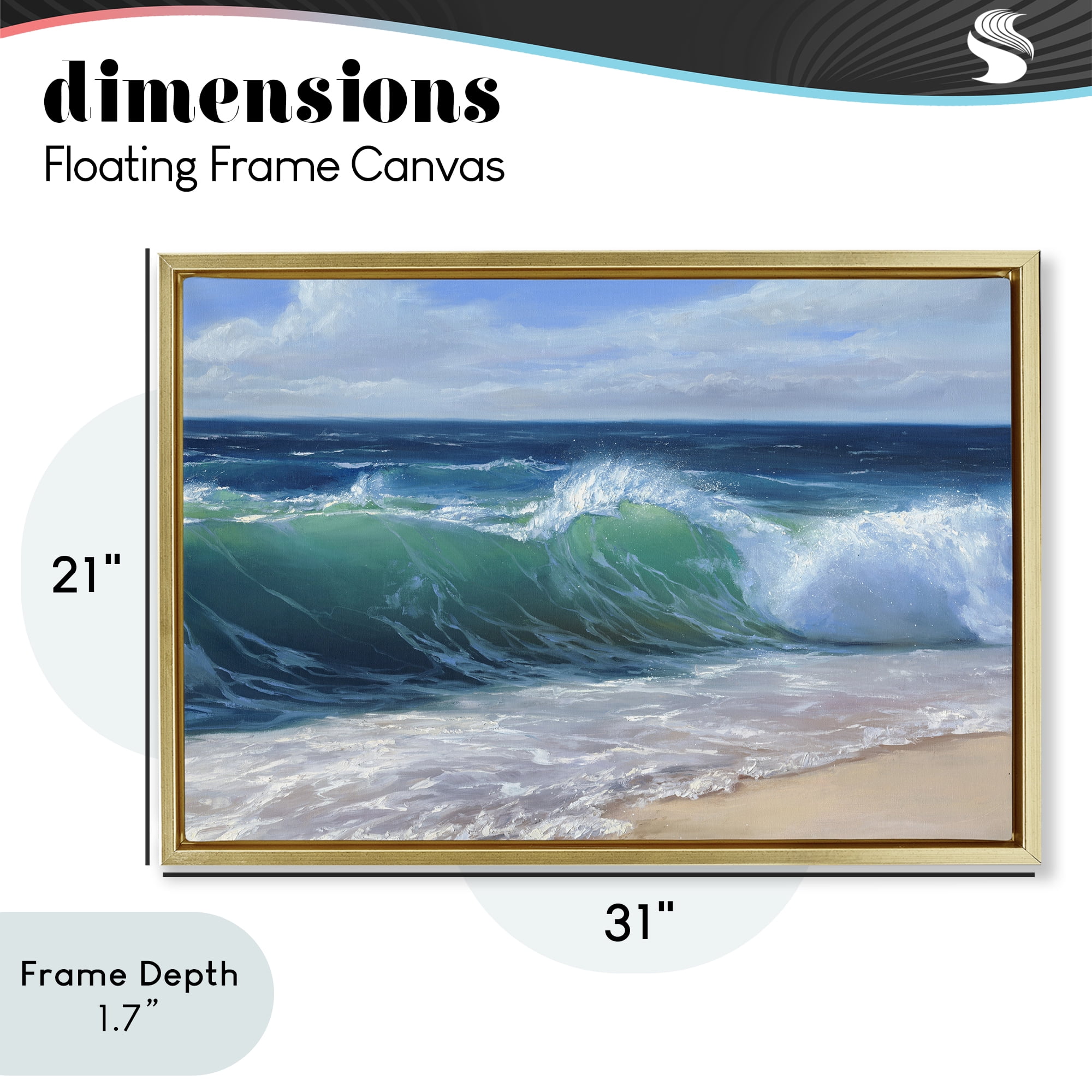 Stupell Industries Content Beach Waves Shore Gold Framed Floater Canvas Wall Art, design by Dimitri Sirenko