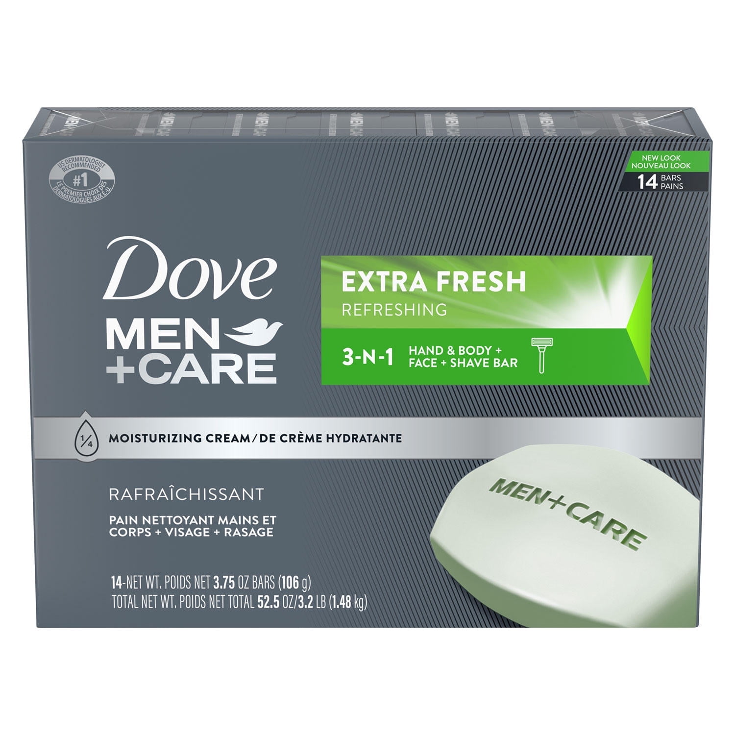 Dove Men+Care Body And Face Bar Extra Fresh (3.75 Oz., 14 Ct.)