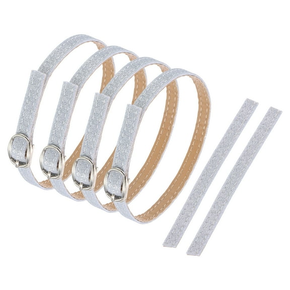 2 Pair Replacement Ankle Strap for Heels Detachable High Heels Shoe Straps Adjustable PU Leather Shoe Band, Silver