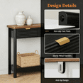 thumbnail image 6 of Pusnapku 47" Console Table, Fluted Wood Foyer Table with Charging Station, Narrow Couch Desk with Storage Shelf and 3 Drawers for Living Room, Hallway, 6 of 9
