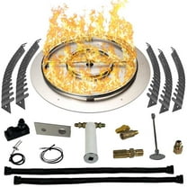 Dreffco Stainless Steel Fire Pit Burner Pan & Ring Pro Kit for Liquid Propane, 30-Inch Pan, 24-Inch Ring, 150,000 BTU Max