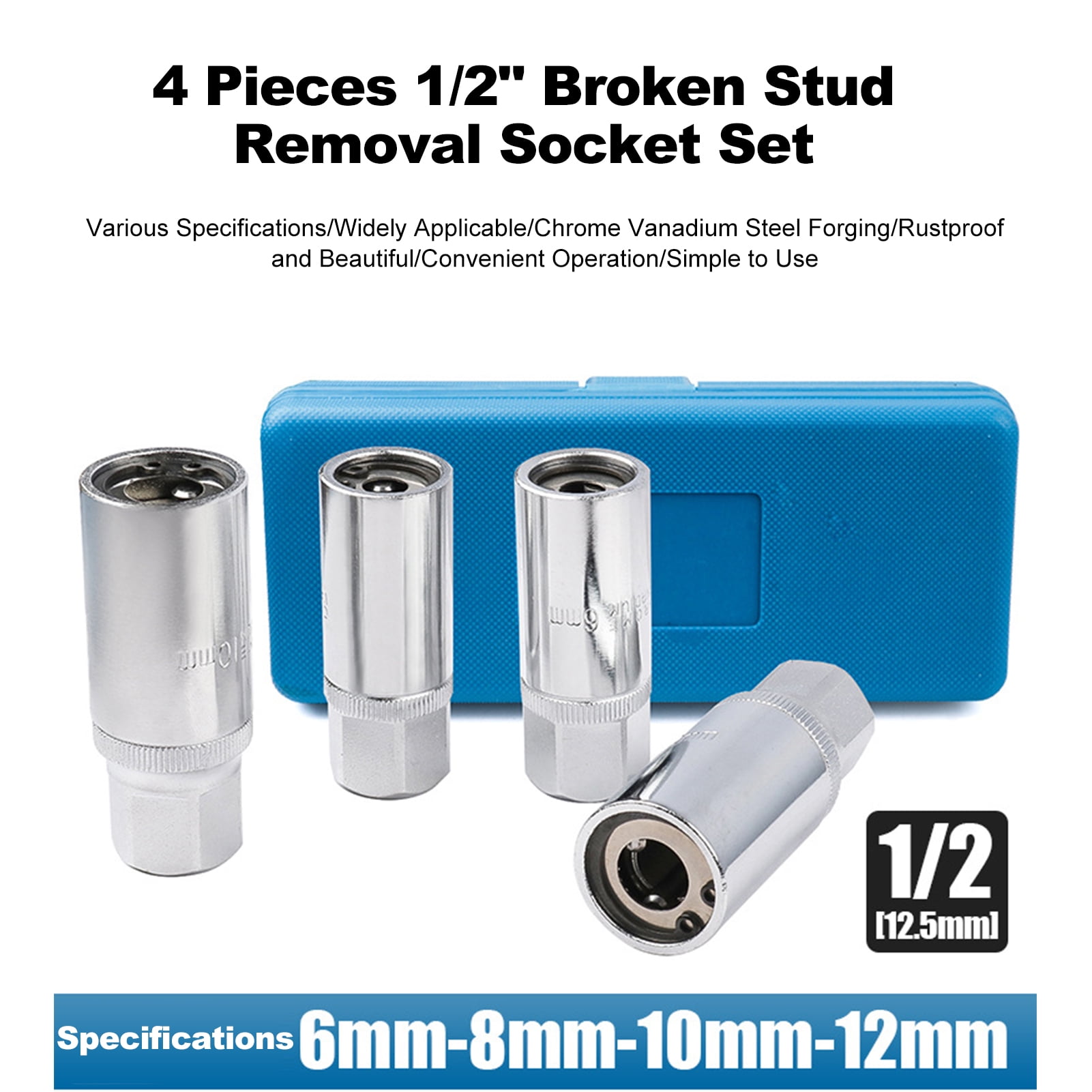 kikko 吉光窯 Broken Studs 4 Pieces Stud Extractor Set Broken Stud Removal Socket