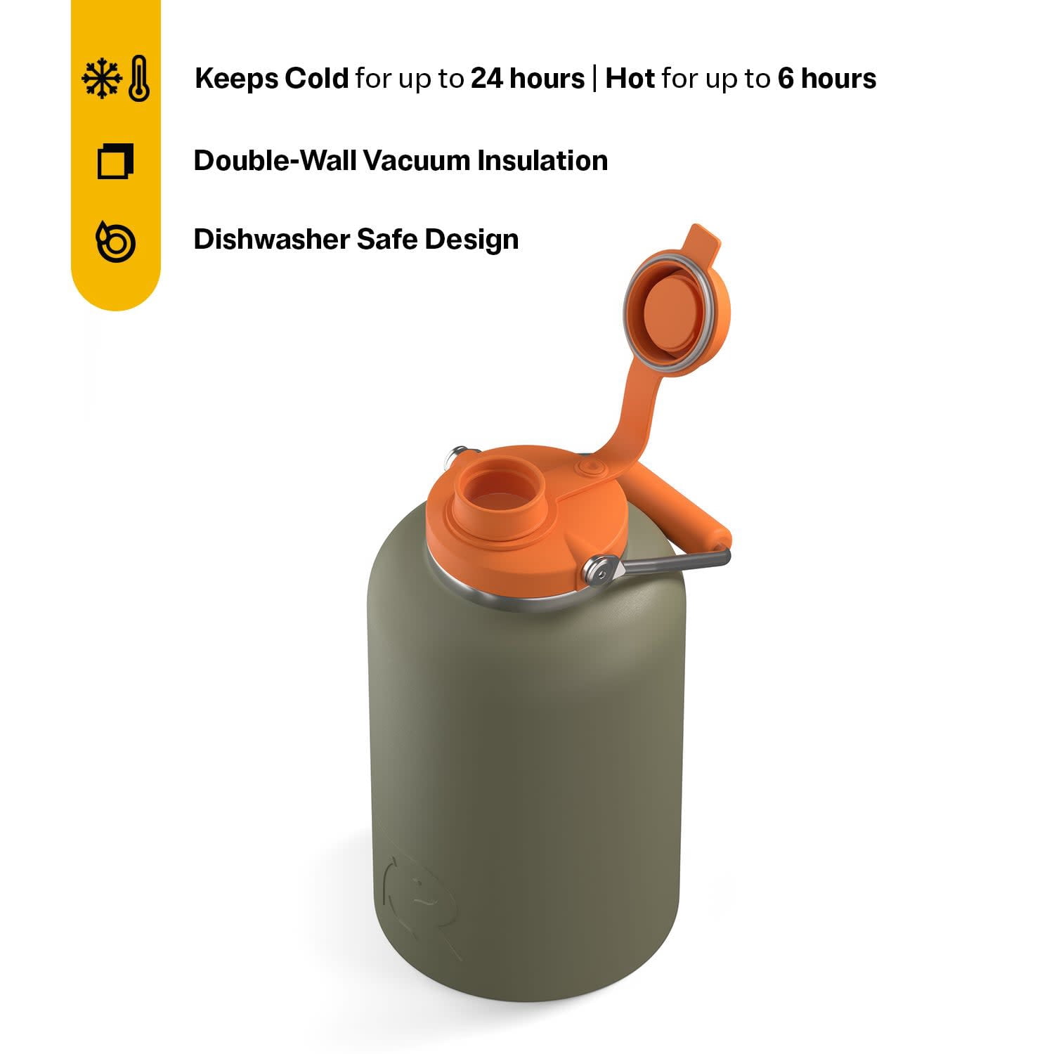 RTIC One Gallon Ceramic Lined Insulated Outback Water Bottle Jug, Leak Proof, Trailblazer