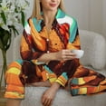 thumbnail image 6 of Honeii Cool Camel Oasis Vibes Print Women's Pajama Sets Long Sleeve Button Down Sleepwear Nightwear Soft Pjs Lounge Sets 2PCS-XX-Large, 6 of 7
