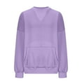 thumbnail image 4 of FAIWAD Women's Long Sleeve Round Neck Casual Top with Pocket Solid Color Sweatshirt Loose Plus Size Pullover Tops, 4 of 5