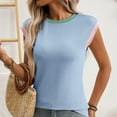 thumbnail image 4 of CYRBOKO Tank Tops for Women, Soft Knitted Crew Neck Summer Sleeveless top Blue Size XL, 4 of 7