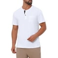 thumbnail image 4 of INSPIRE CHIC Men's Henley T-Shirts Casual Summer Short Sleeves Button Basic Tee XL White, 4 of 6