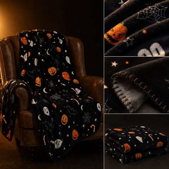 Cute Ghost Pumpkin Throw Blanket, for Couch Sofa Living Room, Pink Halloween Blanket, Warm Cozy Lightweight, Travel Outdoor Blanket for Women Men for All Season