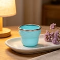 thumbnail image 2 of Foldable Portable Cup with Lid for Travel Camping, Blue, 3.3 x 1.4 in, 2 of 9
