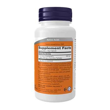 L-カルニチン 500mg 60粒 NOW Foods (ナウフーズ)