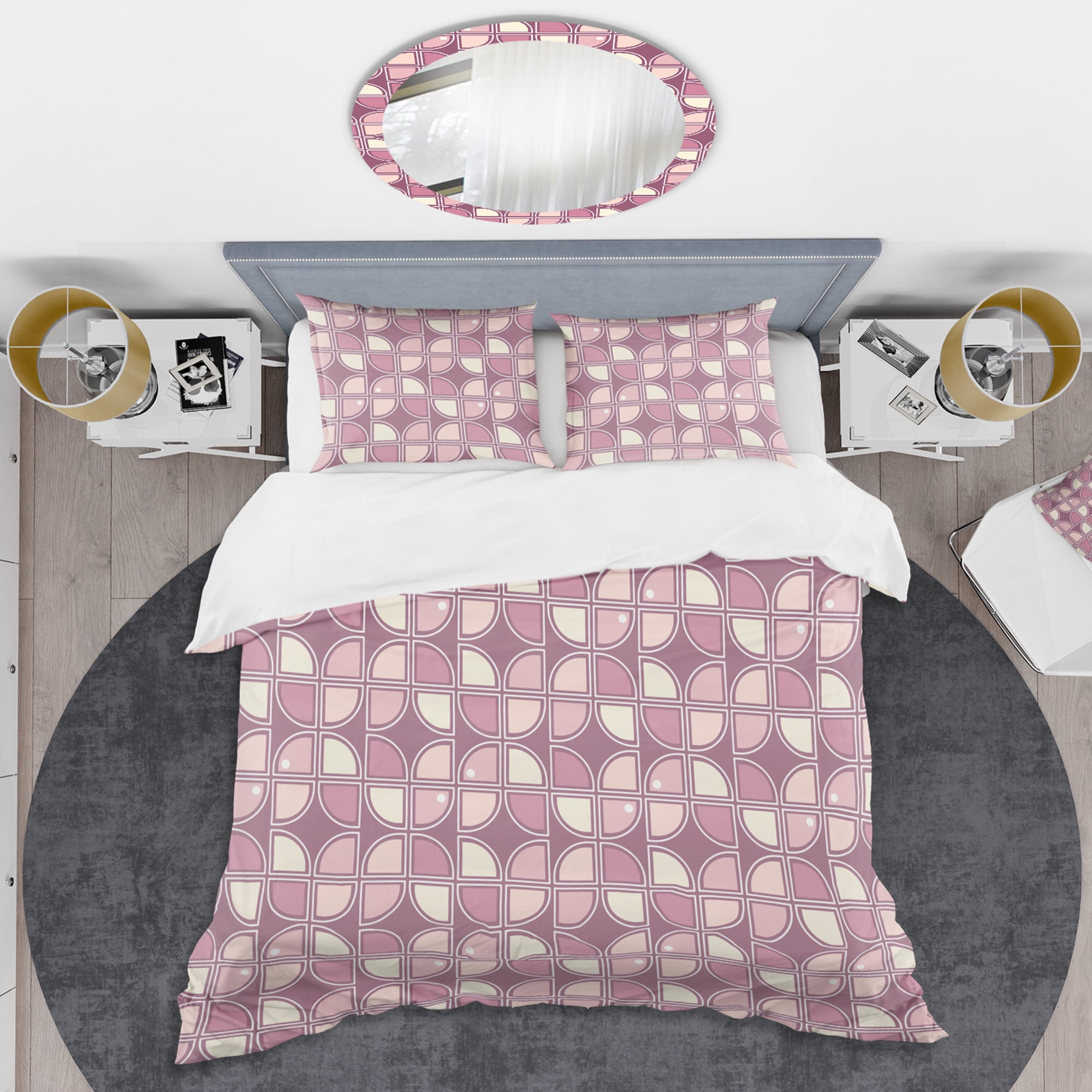 Designart 'Retro Purple Pink Desing' Mid-Century Modern Duvet Cover Set