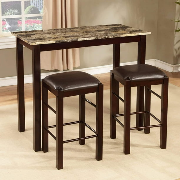 Roundhill Furniture Brando 3-Piece Counter Height Breakfast Set, Espresso  Finish