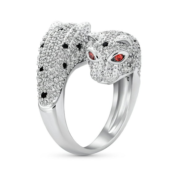 Bling Jewelry Womens Green Eye Cubic Zirconia Cocktail Statement Ring Silver-Plated Panther Design