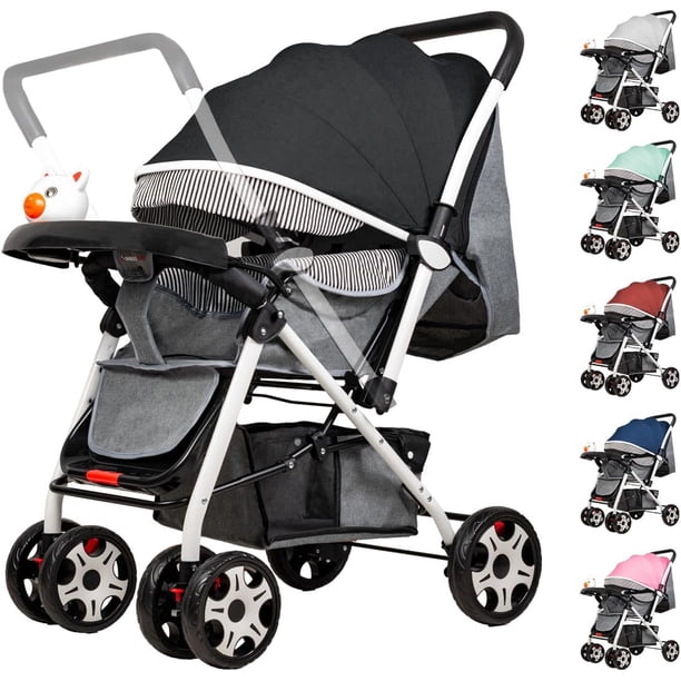 Carriola Infantil De Lujo Con Toldo De Viaje Compacta Y Ligera Carriola Para Bebe Con Jugetes Tela Transpirable Carrito Para Bebe Con Mango Ergonomico Carreola Ultra Ligera Y Comoda (Negra)