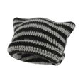 thumbnail image 1 of Unisex Pointed Pullover Cute Cat Ears Women's Hats Ins Little Devil Knitted Wool Cap Striped Japanese Beanie Hat BLACK, 1 of 1