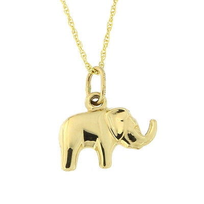 14k Yellow Gold Elephant Pendant