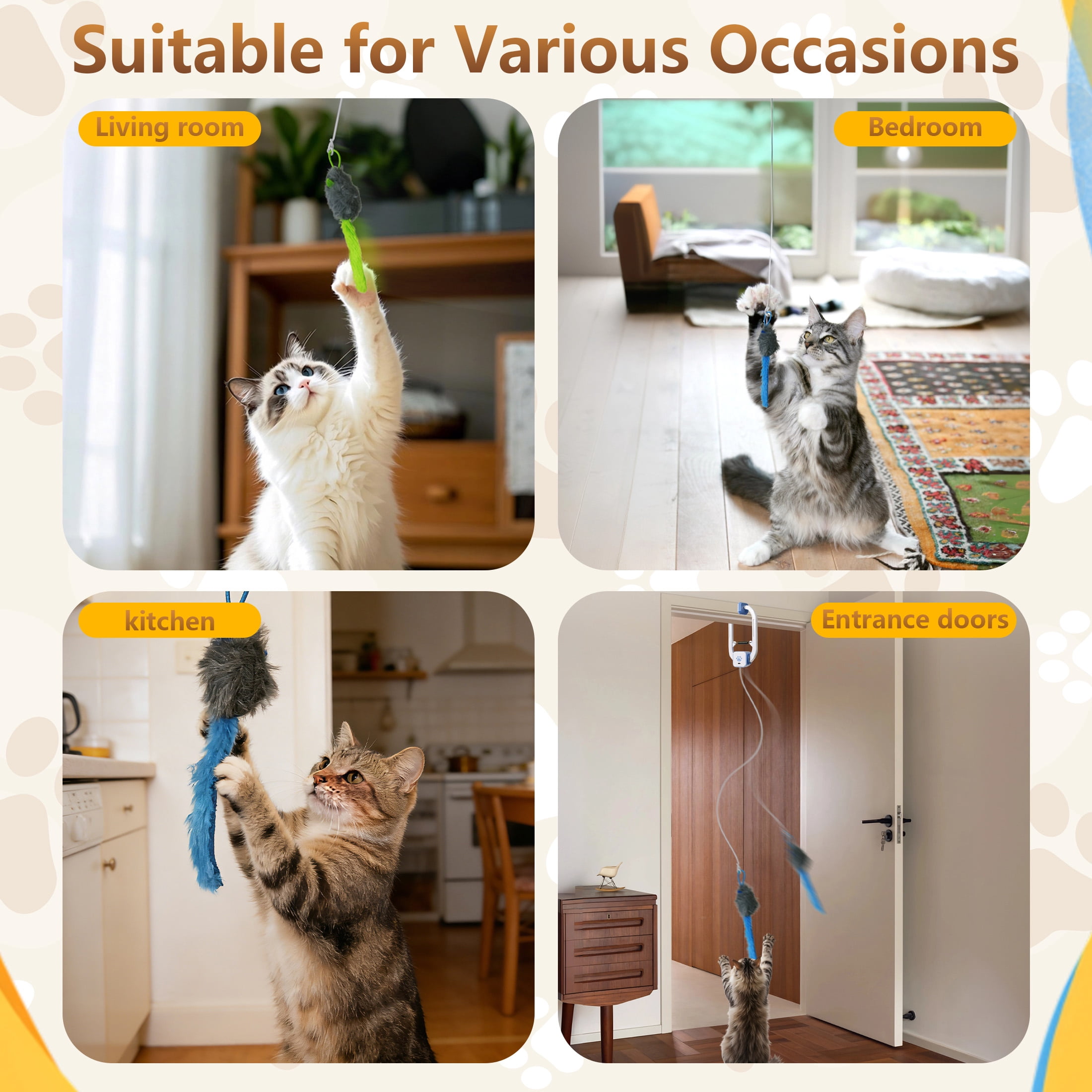 YESGIRL Interactive Cat Toys for Indoor Cats，2 Smart Auto Motion Modes (360° Spin & Irregular Jumping) with Remote，Rechargeable Electric Cat Teaser for Cats and Kittens, Blue