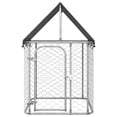 thumbnail image 4 of Caseta para perros al aire libre VidaXL de acero galvanizado plateado con techo, 4 of 7