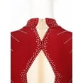 thumbnail image 6 of iiniim Womens Shiny Rhinestones Long Sleeve Figure Skating Dress Mock Neck Dance Performance Burgundy M, 6 of 7
