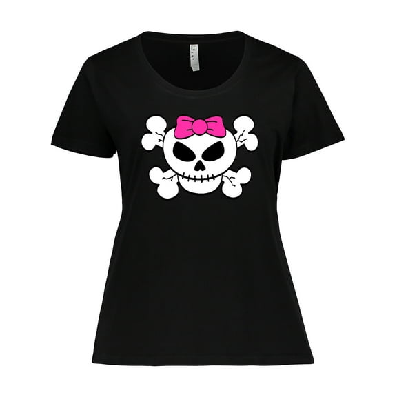 Inktastic Skull with Bow Women's Plus Size T-Shirt