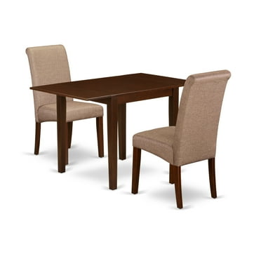 East West Furniture Norden 3-piece Wood Dining Set in Mahogany/Brown
