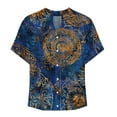 thumbnail image 3 of cocolona Summer Tops for Women V Neck Button Short Sleeve T-shirts Fashion Casual Loose Print Blouses Beach Vacation Tees, 3 of 3