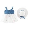 thumbnail image 3 of Zpanxa Girl Dress Girl's Cute Mesh Denim Dress Solid Sleeveless Round Neck with Matching Hat Dresses White 6 Months, 3 of 8