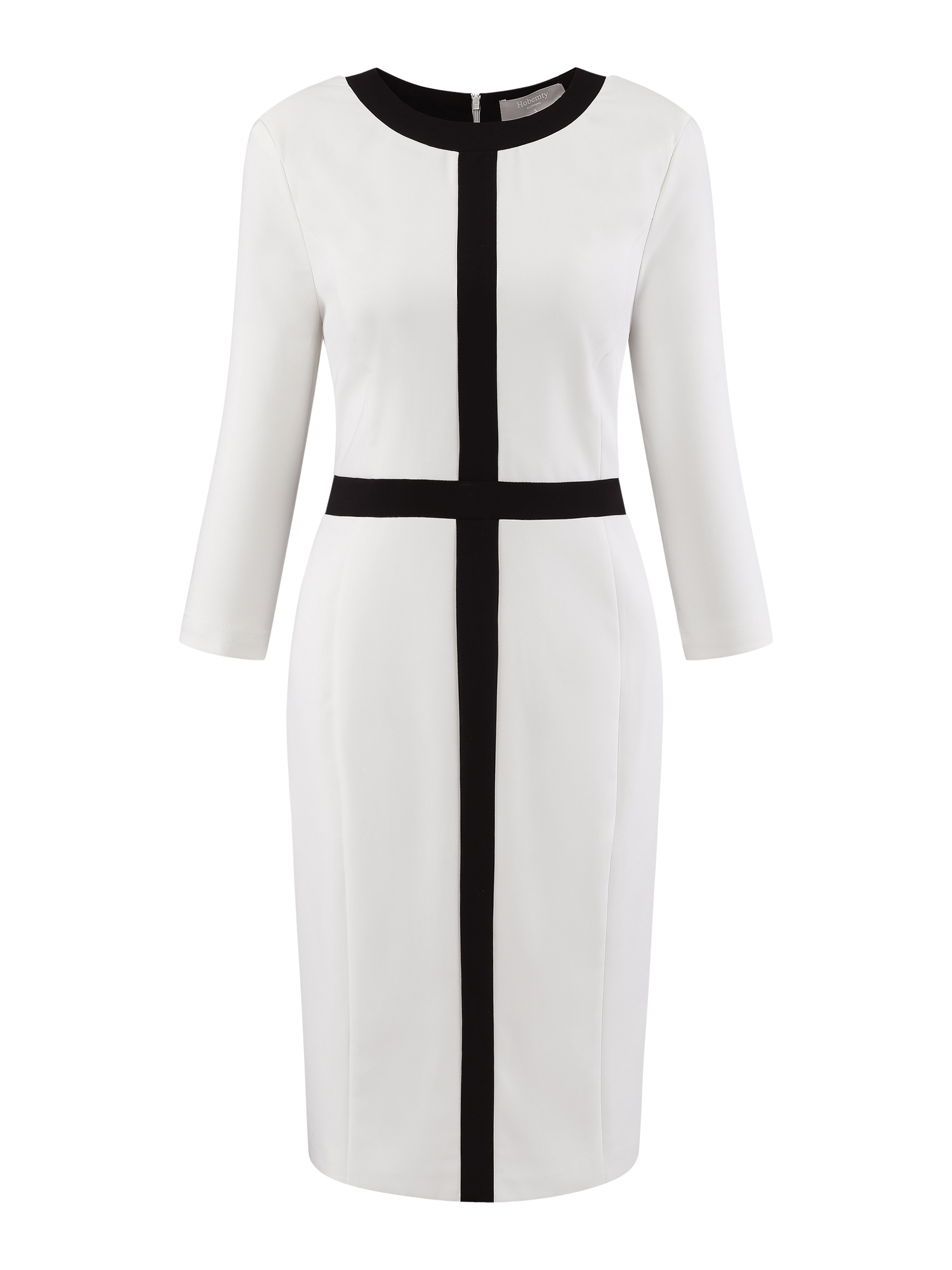 DARING DIVA Work Sheath Contrast Color Pencil Dress M White Black