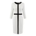 thumbnail image 2 of DARING DIVA Work Sheath Contrast Color Pencil Dress S White Black, 2 of 6