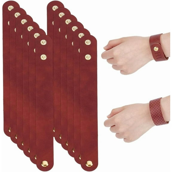 12Pcs Blank Leather Bracelet 8.7 Inch Adjustable Genuine Leather Bracelets 1 Inch Wide Two Snap Cowhide Bracelets DIY Craft Wristband Cowhide Wristband for DIY Craft Jewelry Making