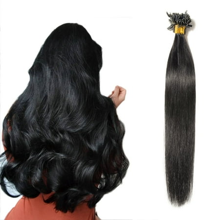 S-noilite 200 Strands Pre Bonded Human Hair Extensions U Tip Nail Tip Keratin Remy Straight (Best Bonded Hair Extensions)