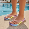 thumbnail image 5 of POLERO Boy Girl Flips Flops for Kids Rainbow Mermaid Scale Print Slip-on Thong Sandals Kids Slides Water Shoes for Beach Swim Pool Size 2, 5 of 7