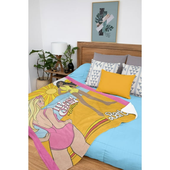 Mattel Barbie West Coast Wave Beach Nikki Plush Soft Throw Blanket Wall Scroll