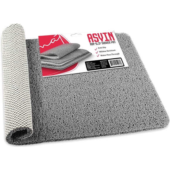 Alfombra de baño Asvin con textura suave, 60 x 40 cm, PVC, antideslizante, para ducha