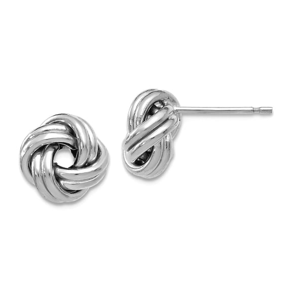 10k With White Rhodium Polished Love Knot Post Earrings 9.25x9.5mm Wide Stud Earring for Women