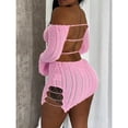 thumbnail image 5 of Women's Backless Bodycon Mini Dress – Long Sleeve Crew Neck Party Outfit with Side Slit, 5 of 6