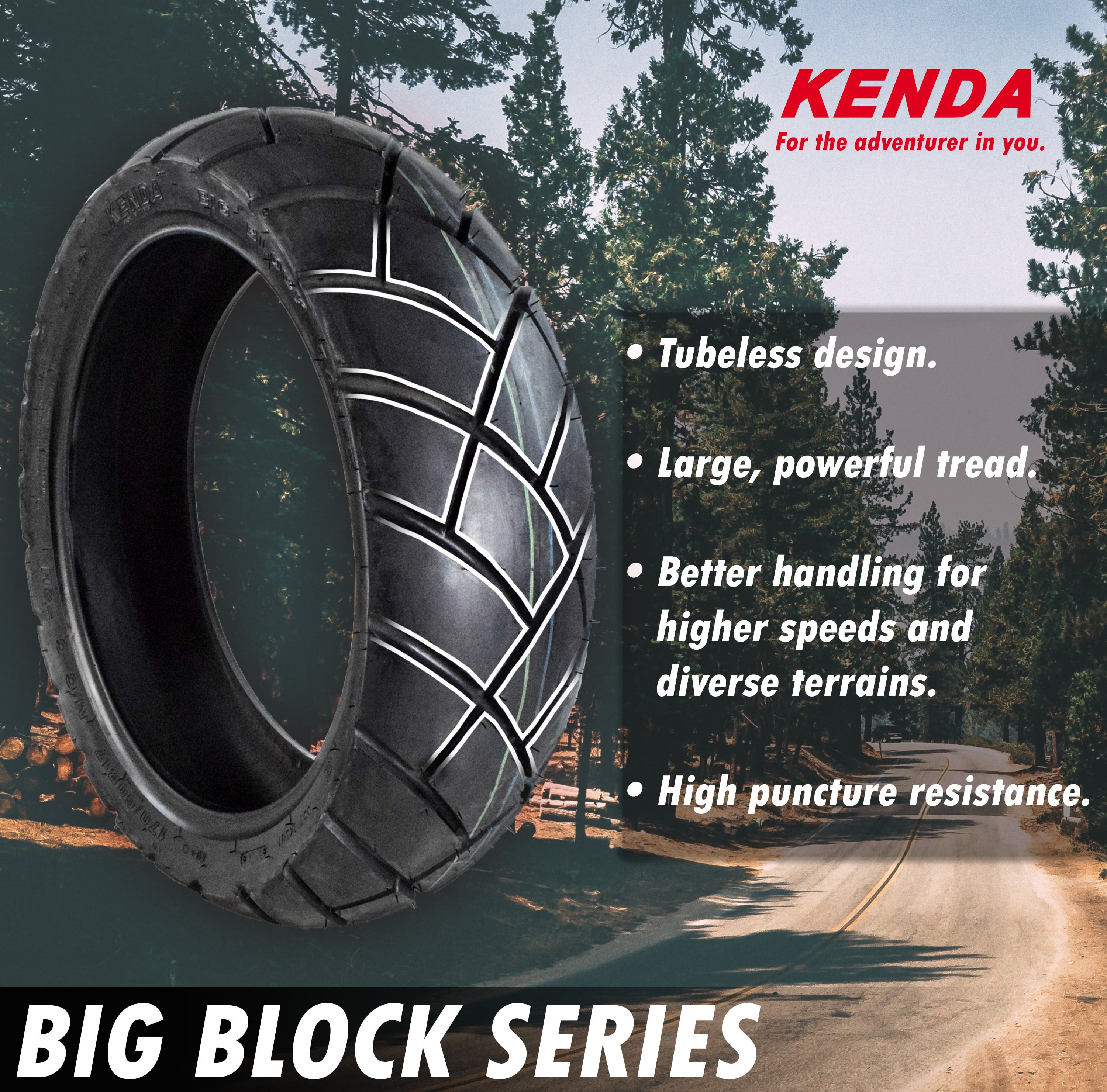 Kenda Big Block Paver Dual Sport Motorcycle Tire 130/80B17 65H TL Rear 130/80-17 