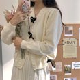 thumbnail image 2 of Suéter tipo cárdigan de punto con cuello en V y lazo con patrón tridimensional para niña dulce, estilo coreano, otoño e invierno, nuevo estilo suave para mujer, 2 of 5